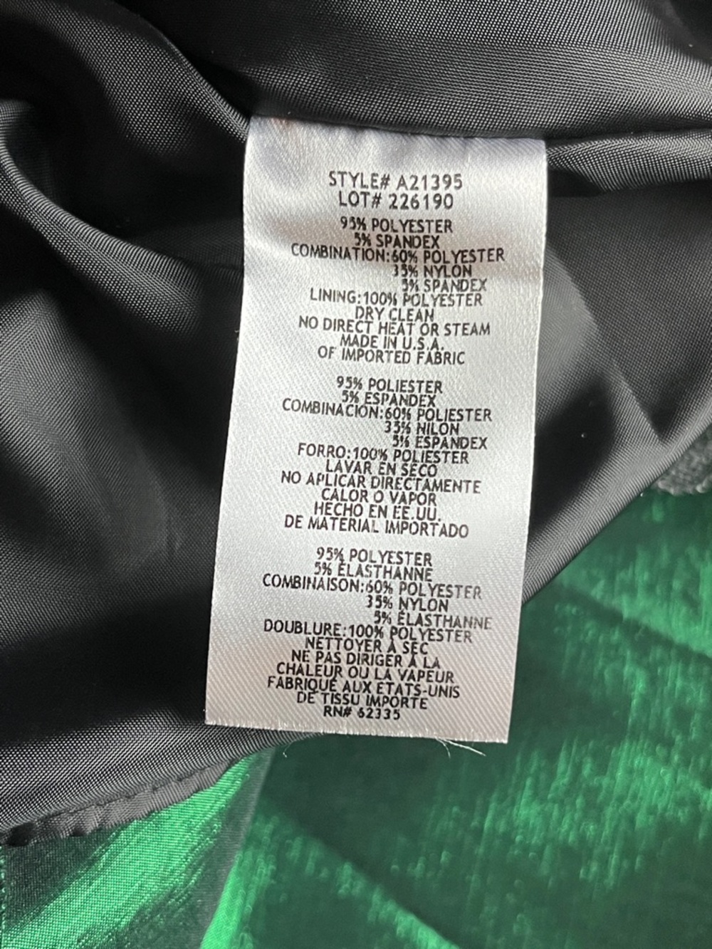 Betsy & Adam Black Green V-Neck High-Low Dress- 2 - Picture 12 of 12